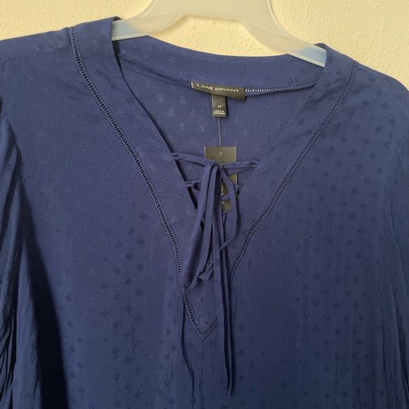 NWT LANE BRYANT BOHO PEASANT TOP. LONG SLEEVE FLORAL EMBROIDERY ACCENTS BLOUSE. - Picture 15 of 16